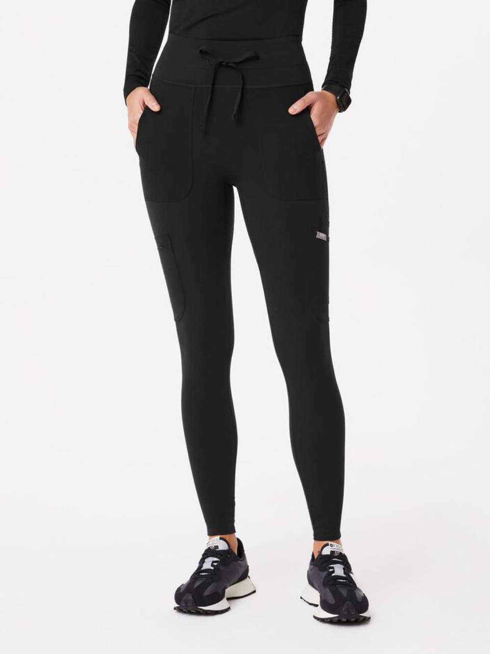 FIGS Black Seville High- Rise ScrubLeggings Medium EUC